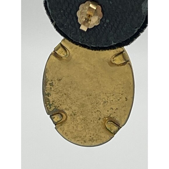 Vintage Avon Oval Embroider Rose Pierced Earrings Floral Goldtone - Picture 5 of 9